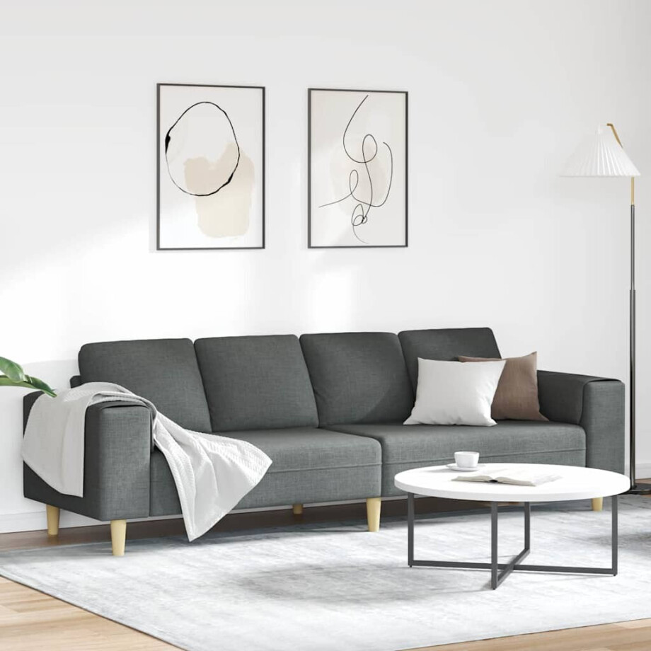 vidaXL Woonkamer Bank Donkergrijs 250 x 77 x 76 cm Polyester vidaXL Woonkamer Bank Donkergrijs 250 x 77 x 76 cm Polyester afbeelding 1