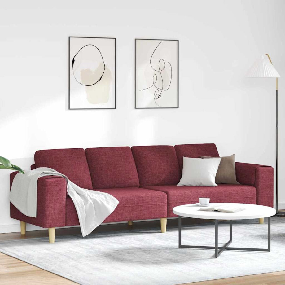 vidaXL Woonkamer Bank Wijnrood 250 x 77 x 76 cm Polyester vidaXL Woonkamer Bank Wijnrood 250 x 77 x 76 cm Polyester afbeelding 1