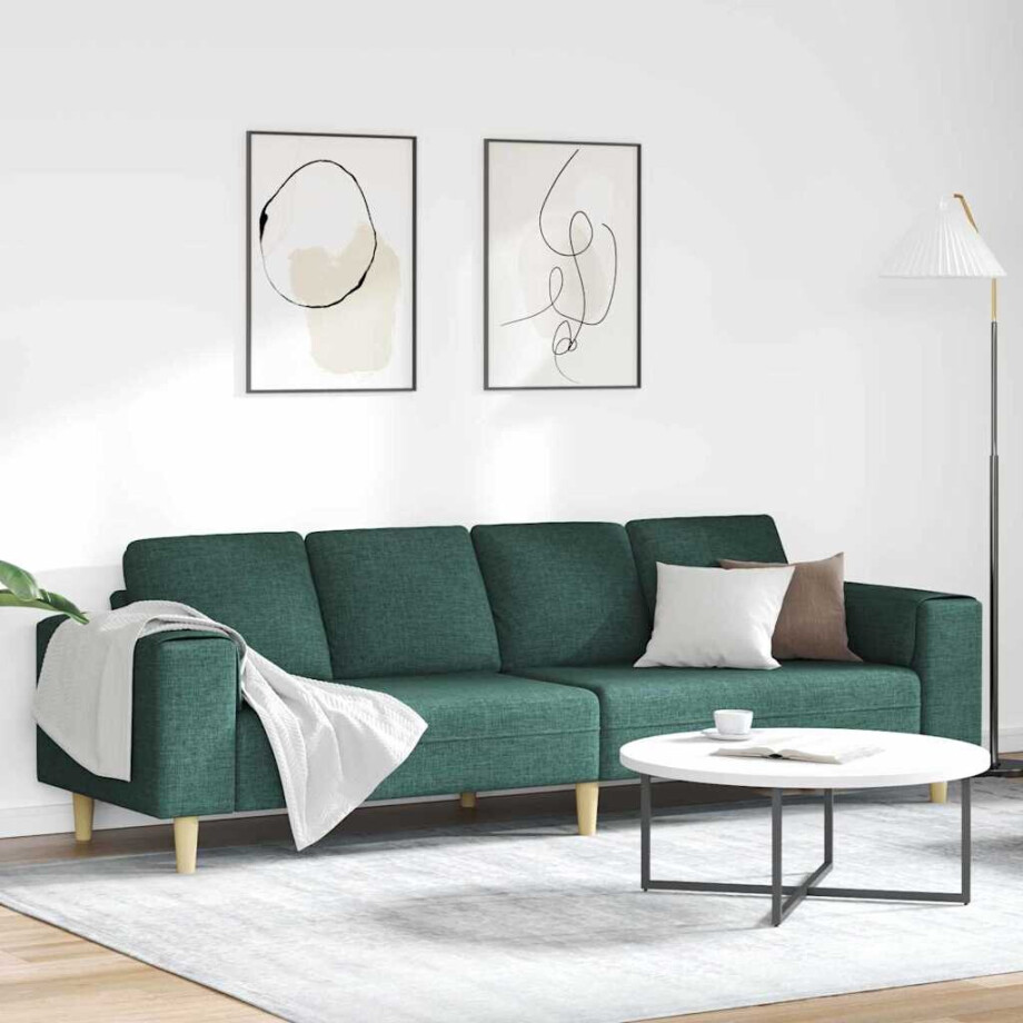 vidaXL Woonkamer Bank Donkergroen 250 x 77 x 76 cm Polyester afbeelding 1