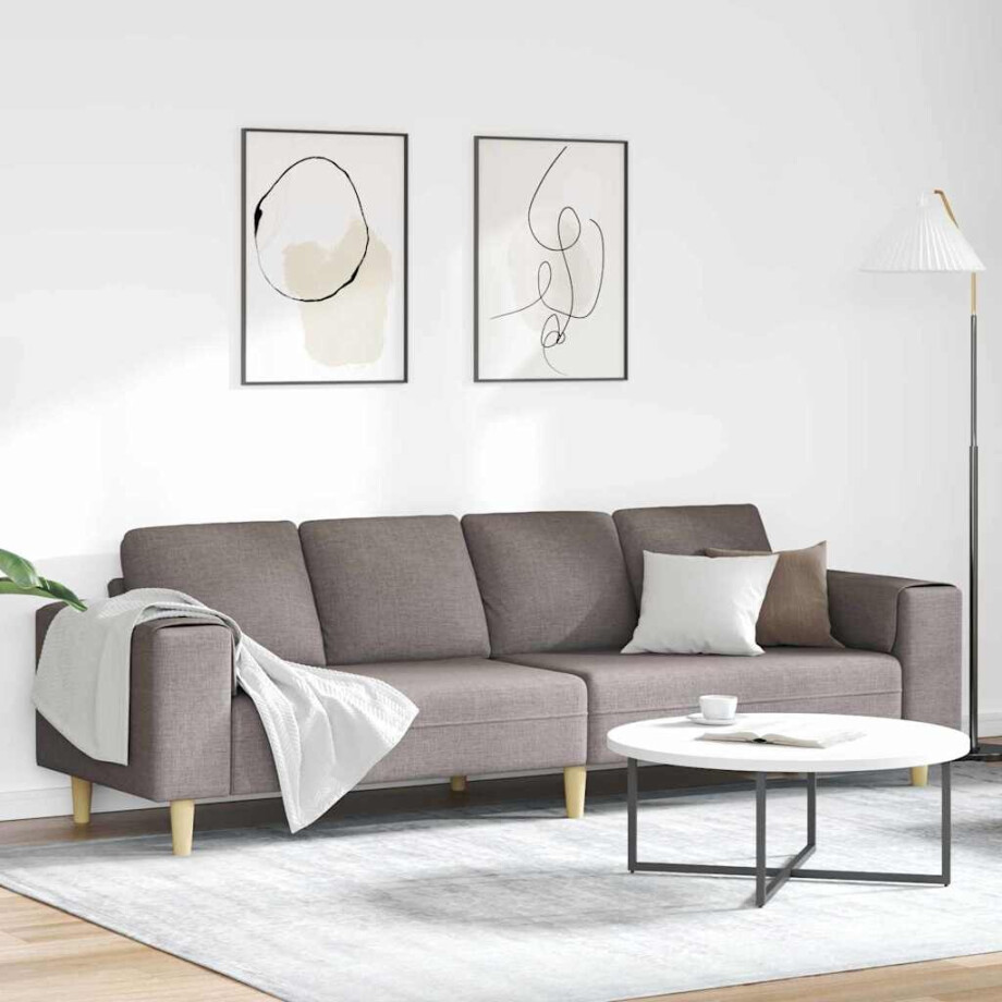 vidaXL Woonkamer Bank Taupe 250 x 77 x 76 cm Polyester afbeelding 1