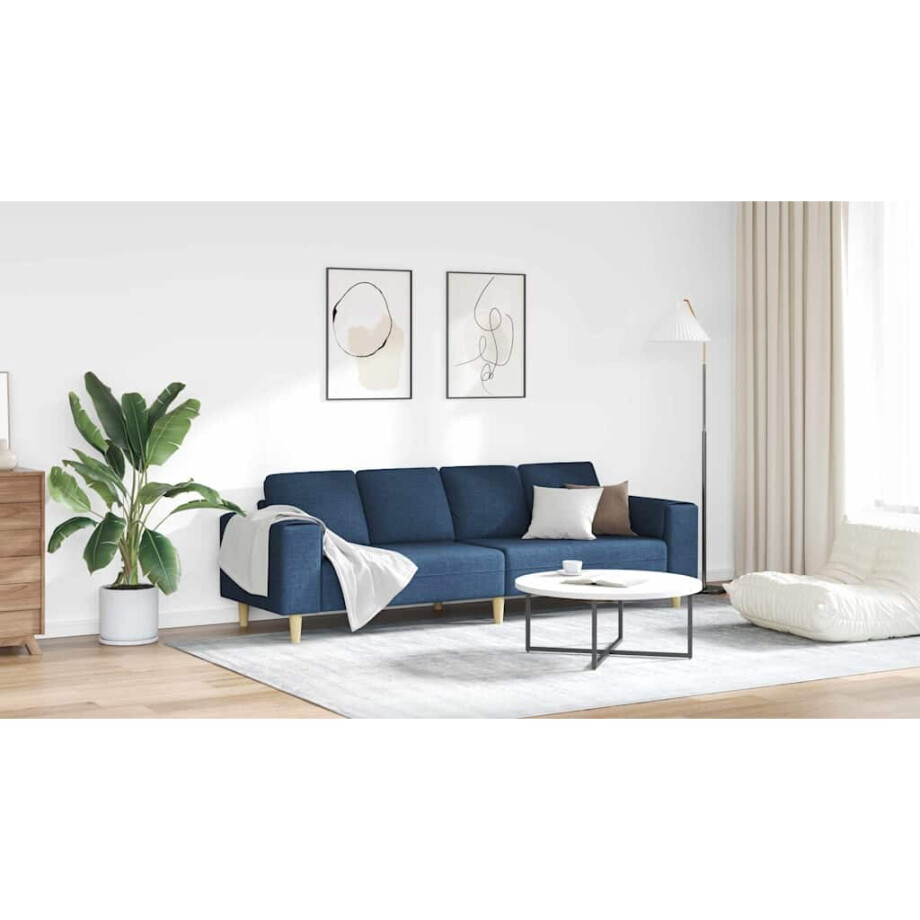 vidaXL Woonkamer Bank Blauw 250 x 77 x 76 cm Polyester afbeelding 1