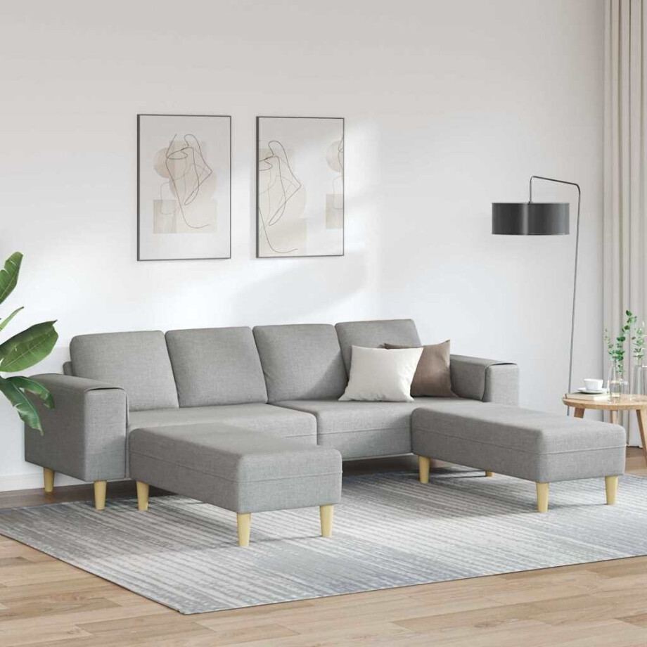 vidaXL Woonkamer Bank 3 pcs Wolkengrijs 250 x 188 x 76 cm Polyester afbeelding 1