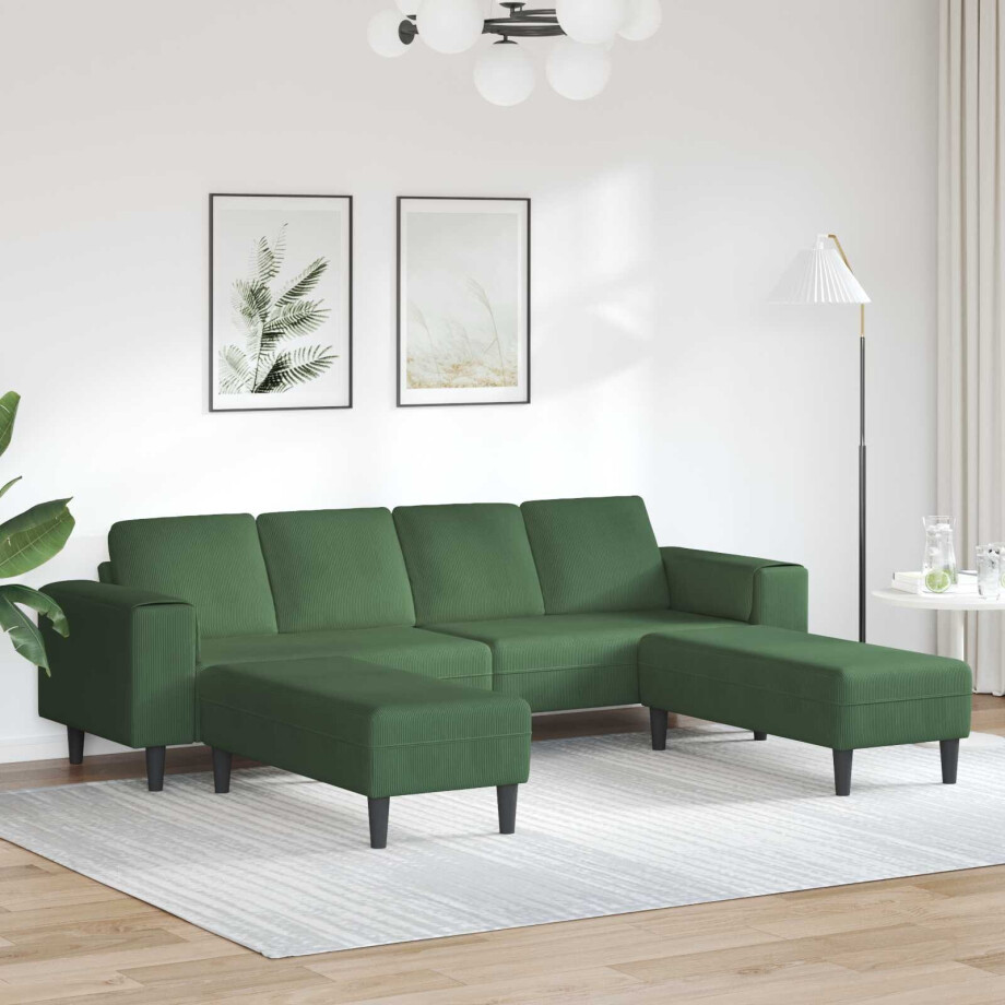 vidaXL Bank met kussen Donkergroen 250 x 188 x 76 cm Katoen Stof vidaXL Bank met kussen Donkergroen 250 x 188 x 76 cm Katoen Stof afbeelding 1