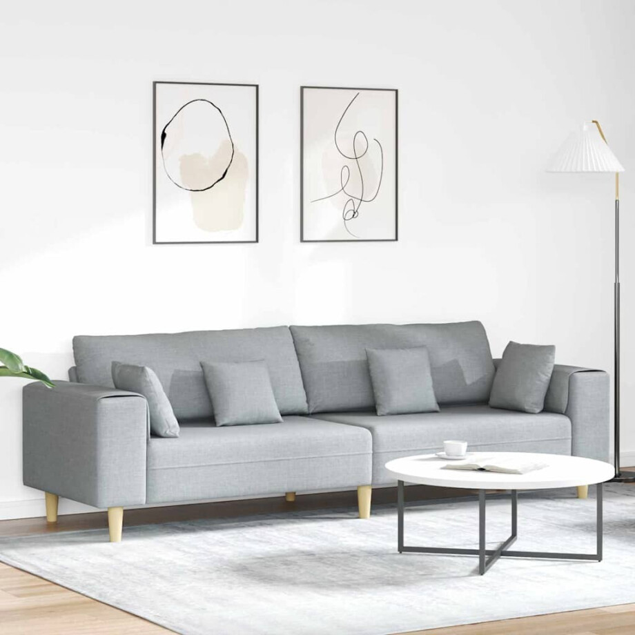 vidaXL Bank met kussen Lichtgrijs 250 x 77 x 76 cm Stof vidaXL Bank met kussen Lichtgrijs 250 x 77 x 76 cm Stof afbeelding 1