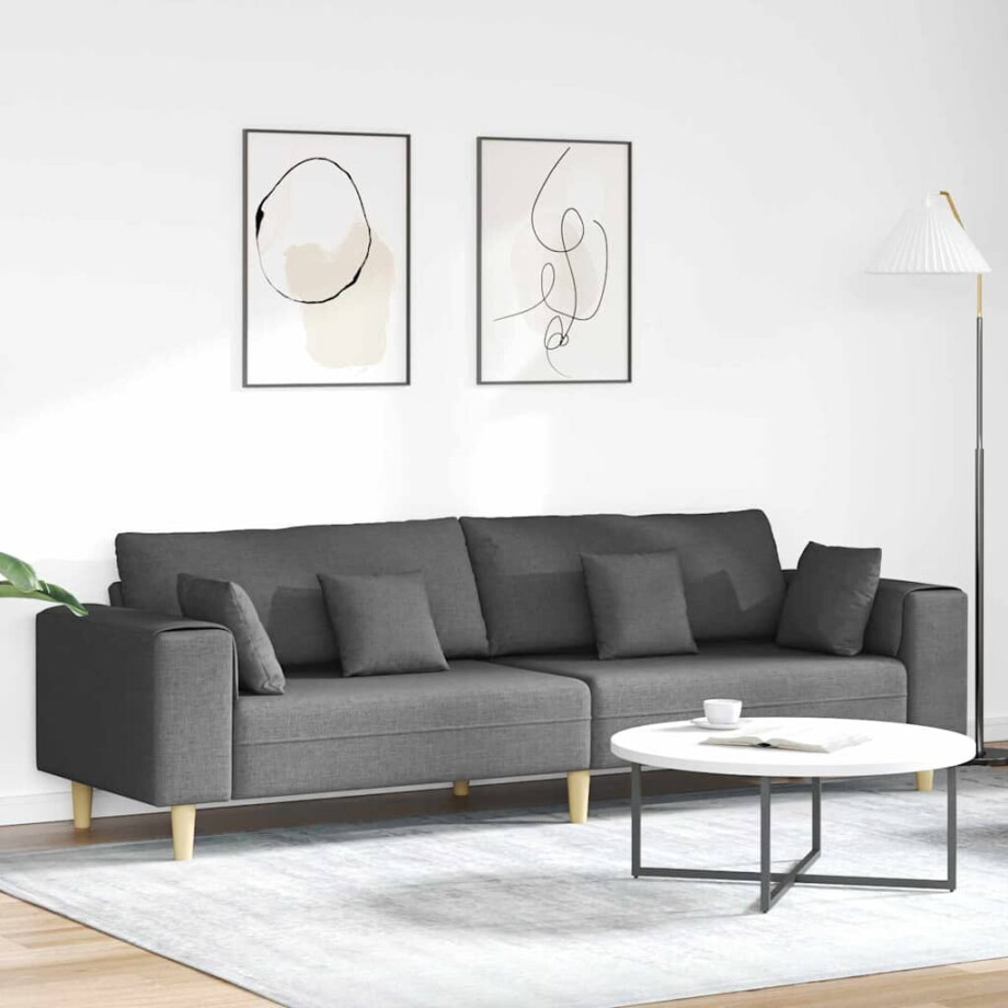 vidaXL Bank met kussen Donkergrijs 250 x 77 x 76 cm Stof vidaXL Bank met kussen Donkergrijs 250 x 77 x 76 cm Stof afbeelding 1