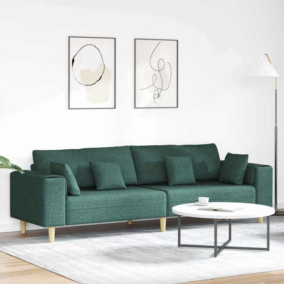 vidaXL Bank met kussen Donkergroen 250 x 77 x 76 cm Stof vidaXL Bank met kussen Donkergroen 250 x 77 x 76 cm Stof afbeelding 1