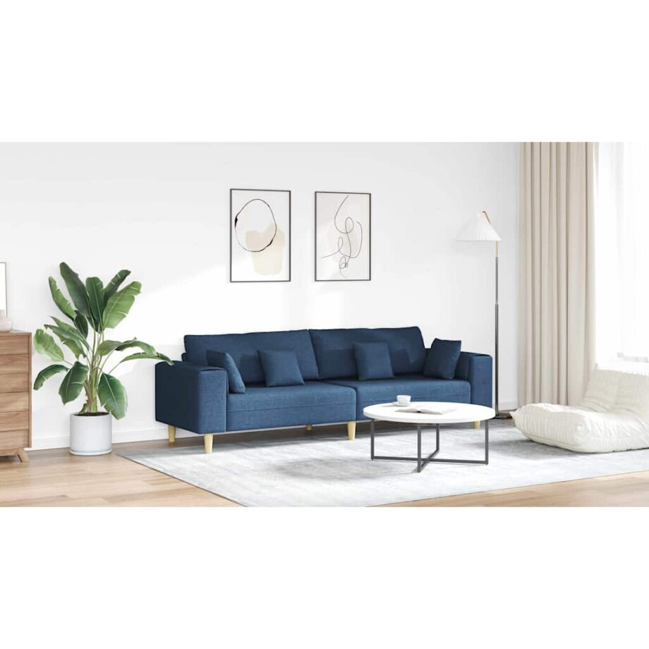 vidaXL Bank met kussen Blauw 250 x 77 x 76 cm Stof vidaXL Bank met kussen Blauw 250 x 77 x 76 cm Stof afbeelding 1