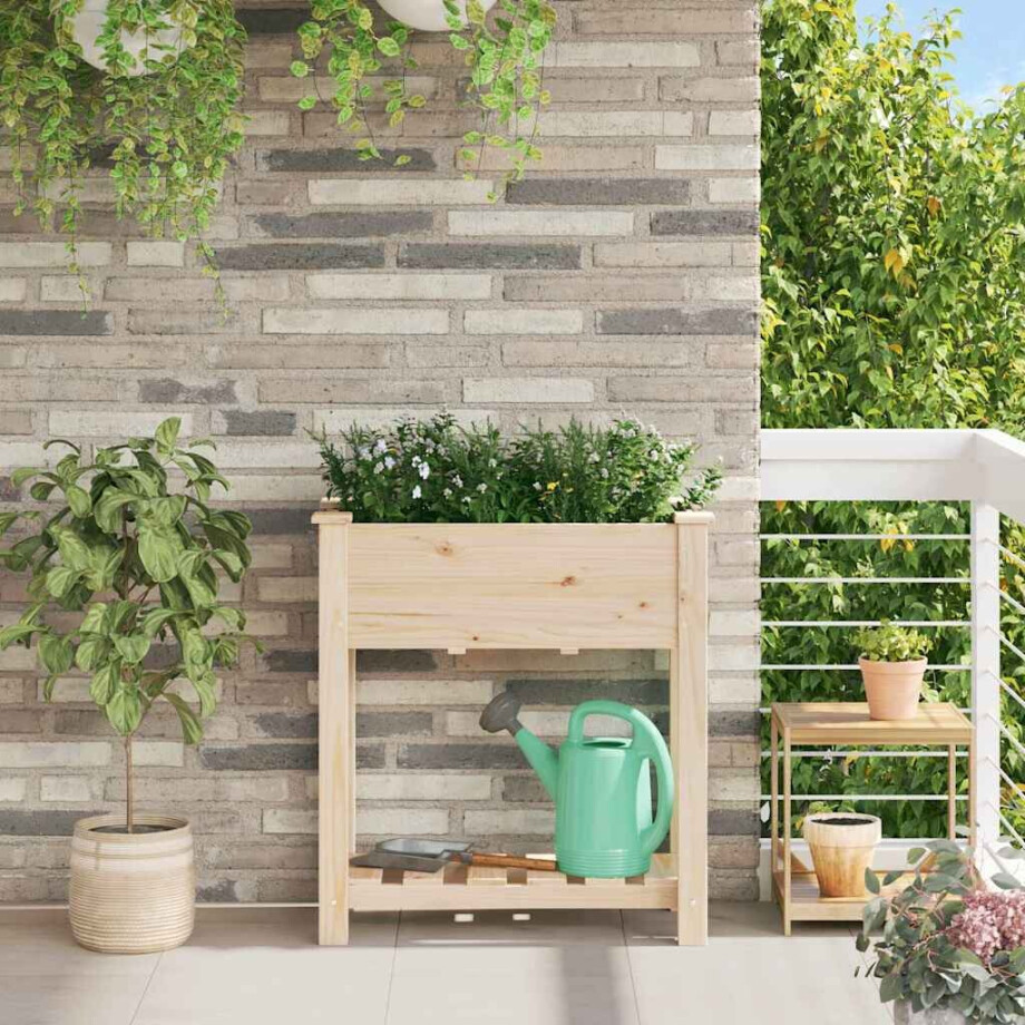 vidaXL Tuin Bloempot Beige 71 x 37 x 76,5 cm Massief Vurenhout afbeelding 1