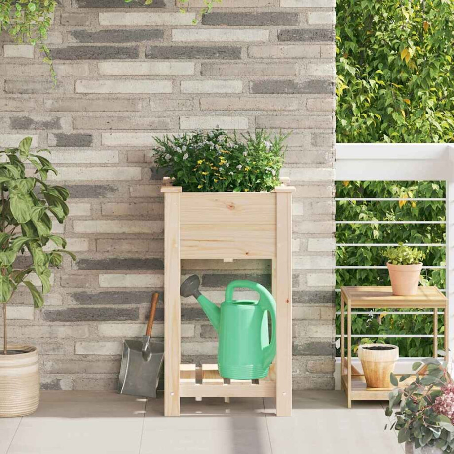 vidaXL Tuin Bloempot Beige 45 x 45 x 76,5 cm Massief Vurenhout vidaXL Tuin Bloempot Beige 45 x 45 x 76,5 cm Massief Vurenhout afbeelding 1