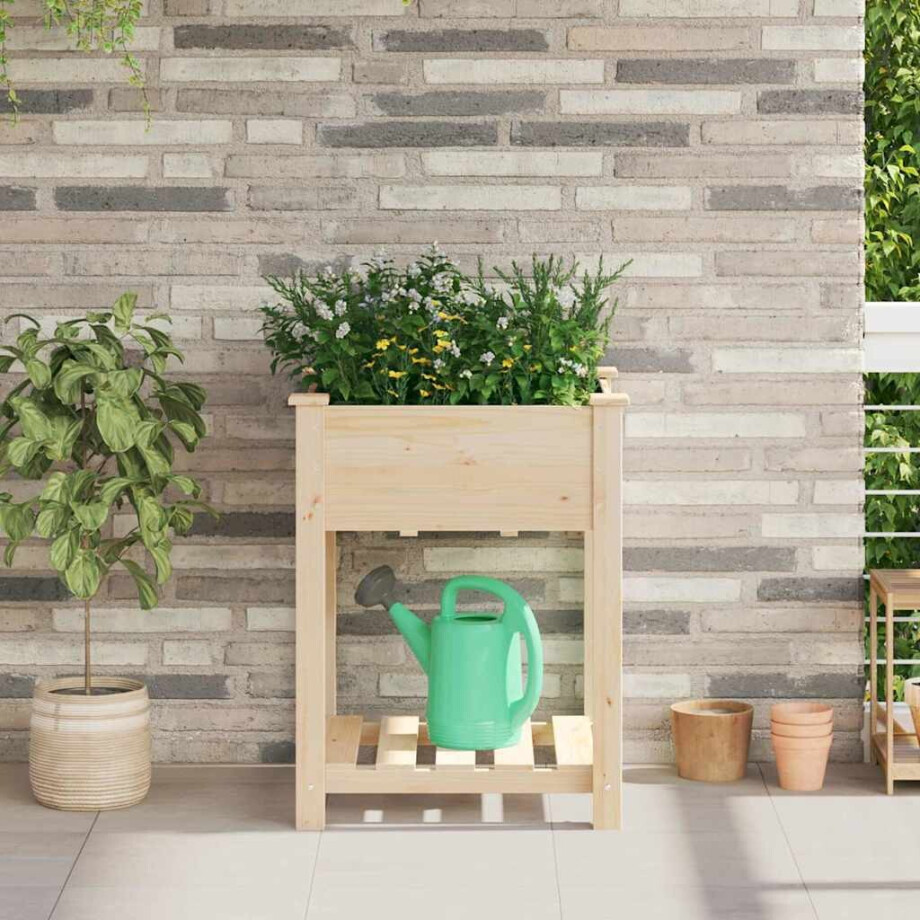 vidaXL Tuin Bloempot Beige 60,5 x 60 x 76,5 cm Massief Vurenhout vidaXL Tuin Bloempot Beige 60,5 x 60 x 76,5 cm Massief Vurenhout afbeelding 1
