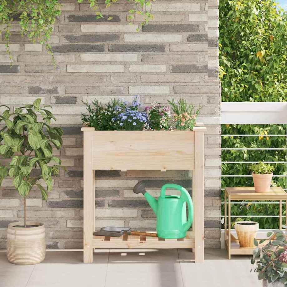vidaXL Tuin Bloempot Beige 71 x 37 x 76,5 cm Massief Vurenhout afbeelding 1