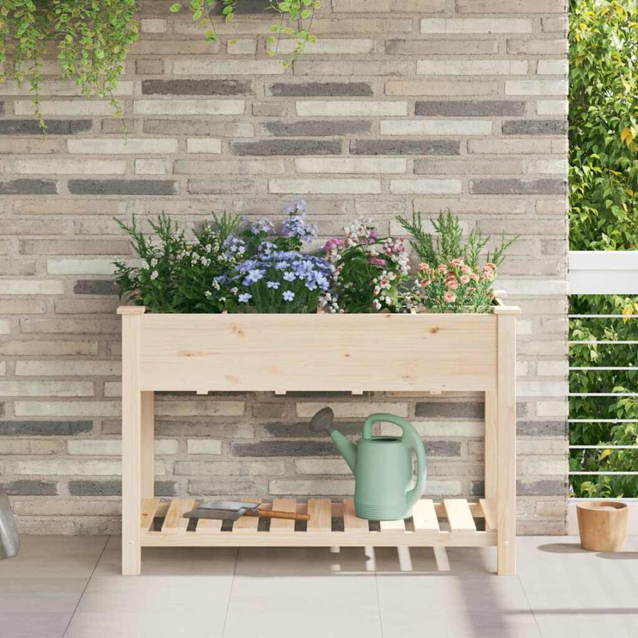 vidaXL Tuin Bloempot Beige 115 x 59 x 76,5 cm Massief Vurenhout afbeelding 1