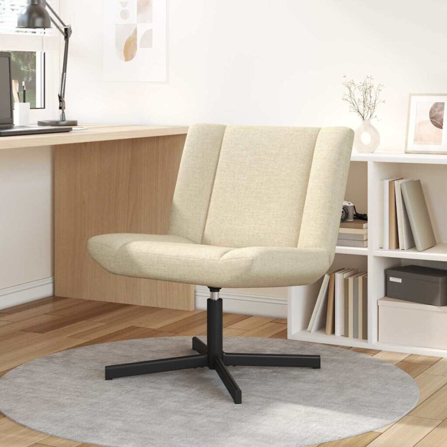 vidaXL Draaistoel Crèmekleurig 63 x 75 x 76 cm Stof afbeelding 1