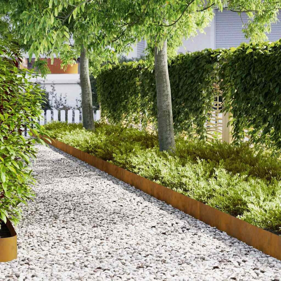 vidaXL Tuinrand 50 pcs Bruin 100 x 0.05 x 20 cm Cortenstaal afbeelding 1