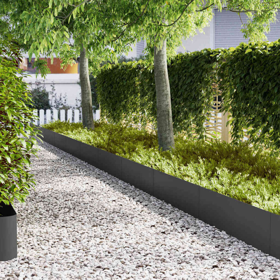 vidaXL Tuinrand 30 pcs Zwart 100 x 0,05 x 30 cm Koudgewalst staal afbeelding 1