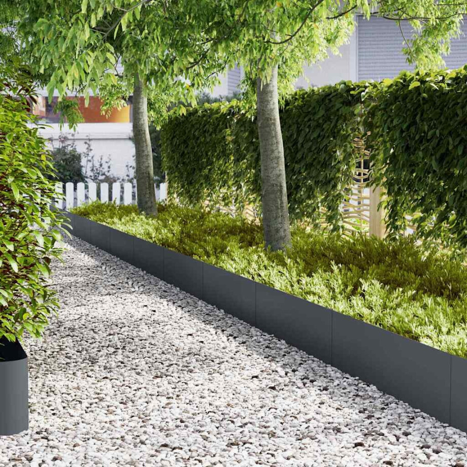 vidaXL Tuinrand 50 pcs Antraciet 100 x 0,05 x 30 cm Koudgewalst staal afbeelding 1