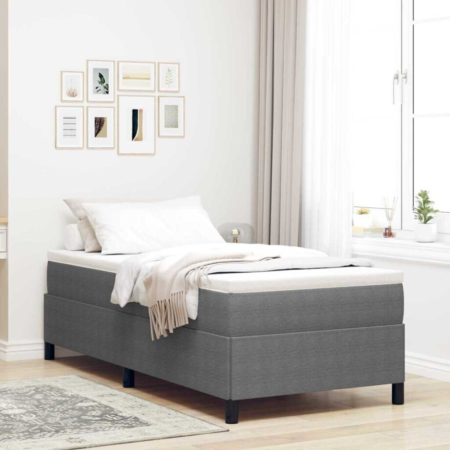 vidaXL Boxspringbed Lichtgrijs 80 x 200 cm Katoen Stof afbeelding 1