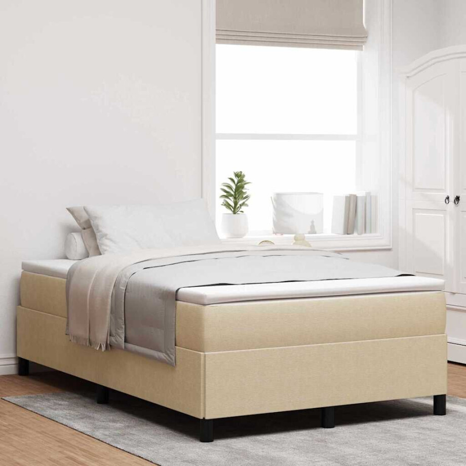 vidaXL Boxspringbed Grijs groen 120 x 200 cm Katoen Stof vidaXL Boxspringbed Grijs groen 120 x 200 cm Katoen Stof afbeelding 1