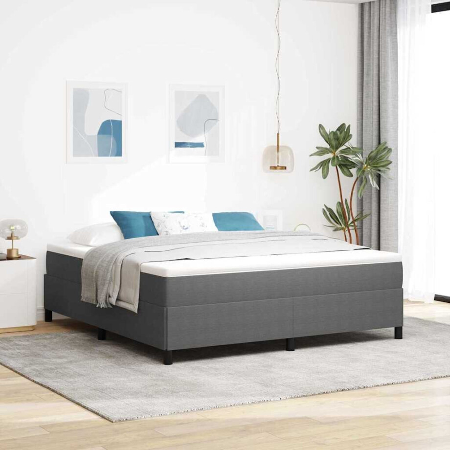 vidaXL Boxspringbed Lichtgrijs 180 x 200 cm Katoen Stof afbeelding 1