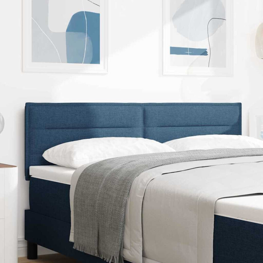vidaXL Hoofdbord Blauw 144 cm Stof afbeelding 1