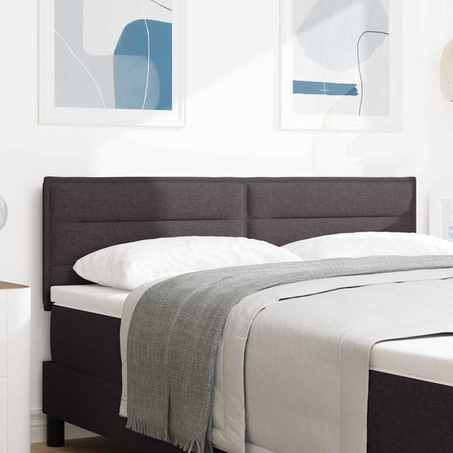 vidaXL Hoofdbord Donkerbruin 160 cm Stof afbeelding 1