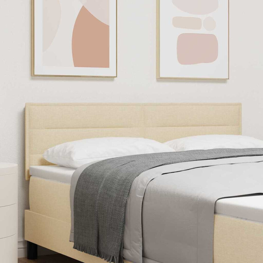 vidaXL Hoofdbord Crème 160 cm Stof afbeelding 1