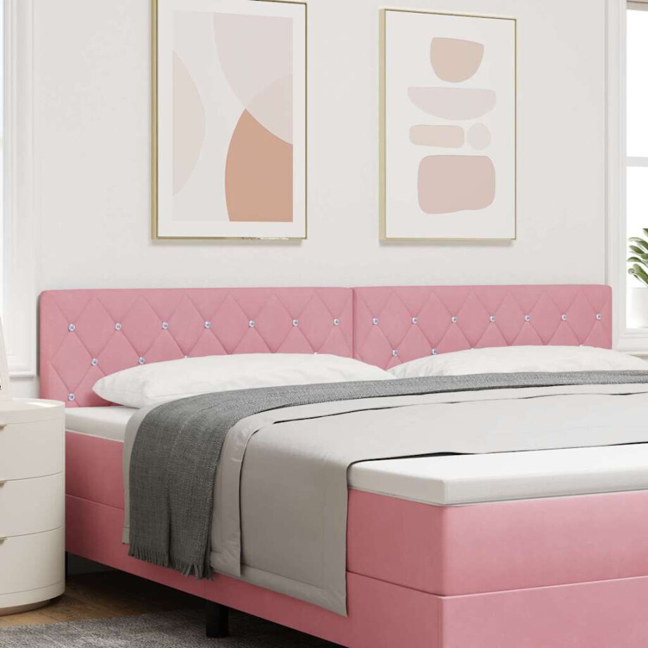 vidaXL Hoofdbord Roze 200 cm Fluweel afbeelding 1