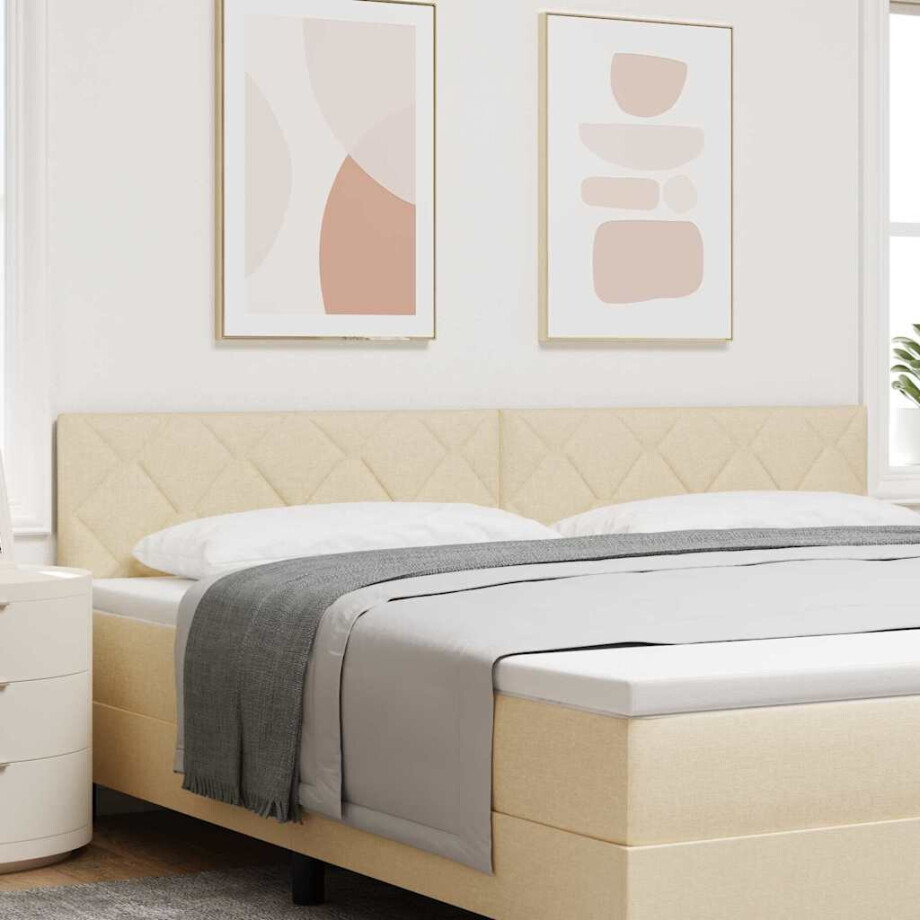 vidaXL Hoofdbord Crème 200 cm Stof vidaXL Hoofdbord Crème 200 cm Stof afbeelding 1