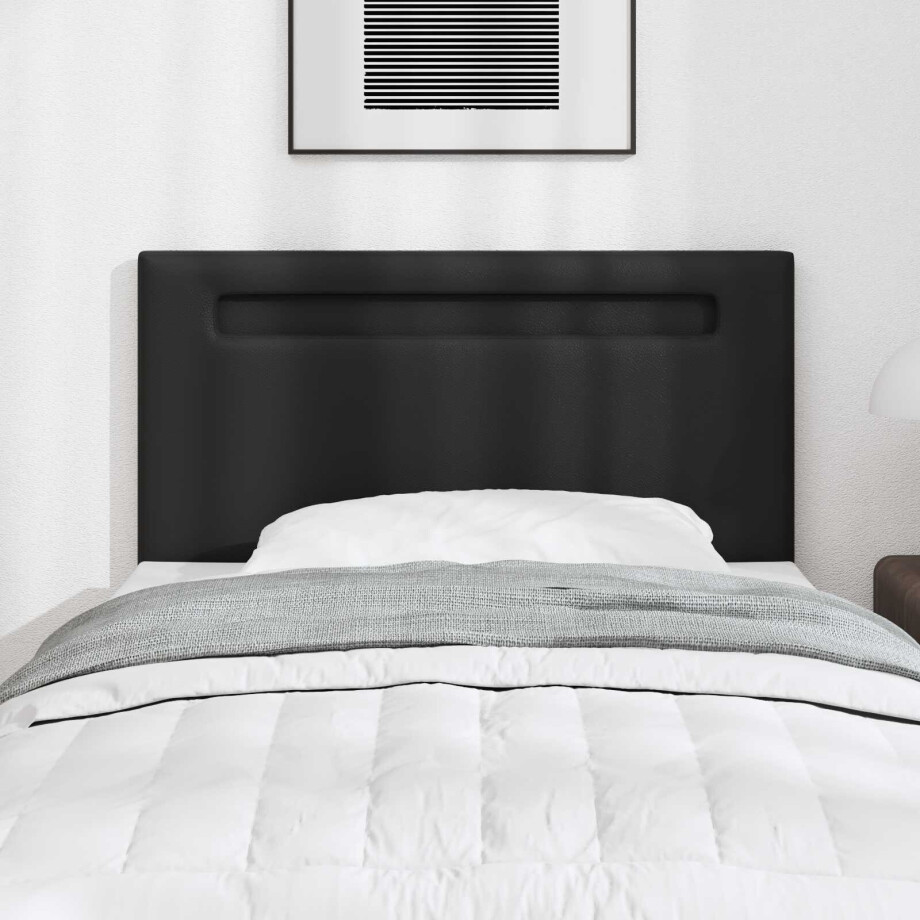 vidaXL LED Hoofdbord Zwart 100 cm Nep Leer afbeelding 1