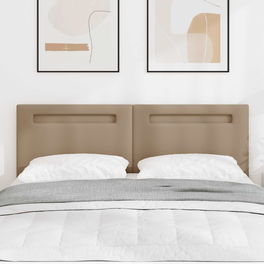 vidaXL LED Hoofdbord Cappuccino 144 cm Nep Leer vidaXL LED Hoofdbord Cappuccino 144 cm Nep Leer afbeelding 1