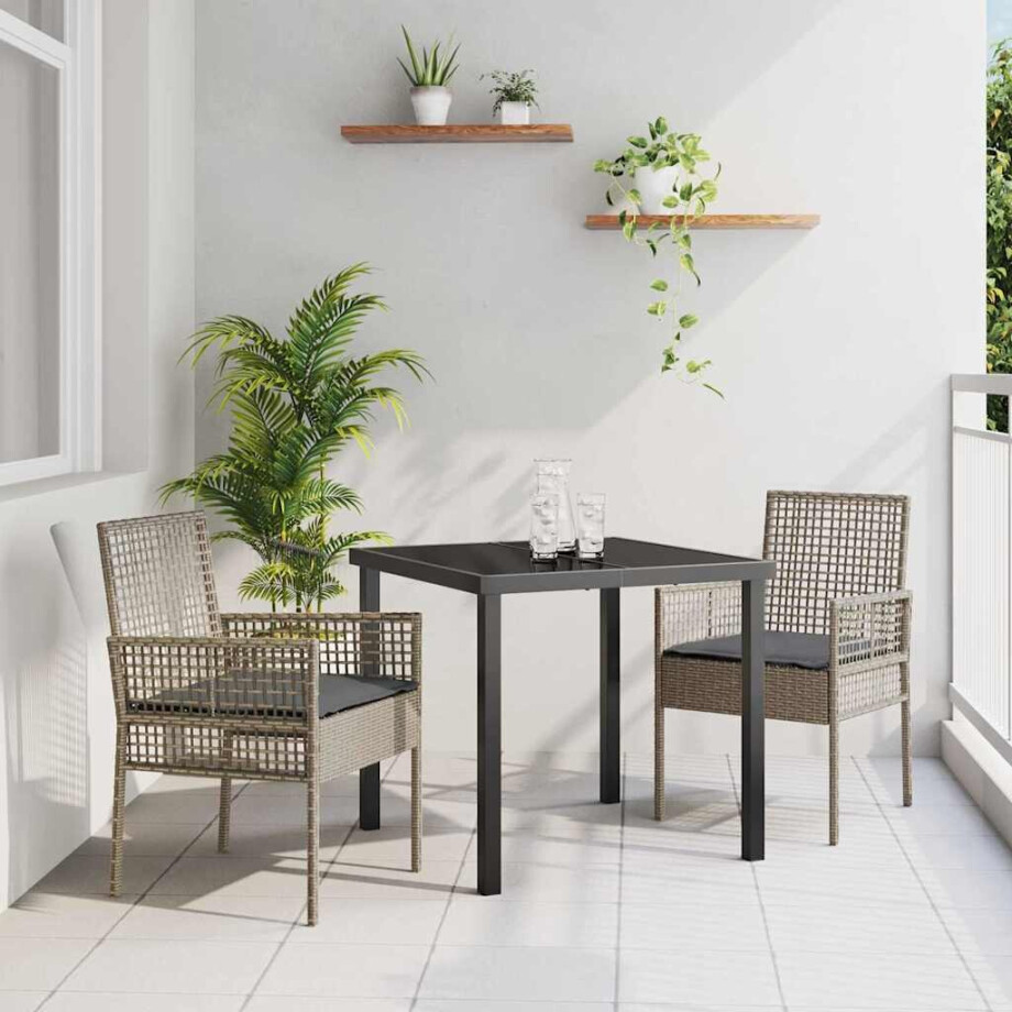 vidaXL Tuinstoel met kussen 2 pcs Grijs 55 x 53 x 85 cm poly rattan vidaXL Tuinstoel met kussen 2 pcs Grijs 55 x 53 x 85 cm poly rattan afbeelding 1