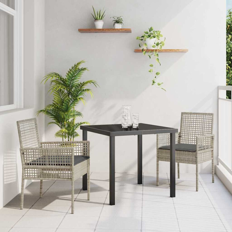 vidaXL Tuinstoel 2 pcs Lichtgrijs 55 x 53 x 85 cm poly rattan afbeelding 1