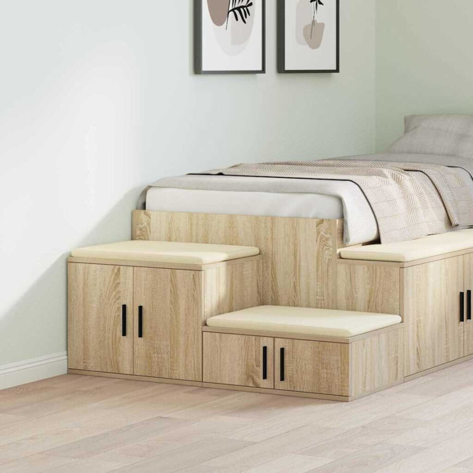 vidaXL Opbergkast 2 pcs Sonoma Eiken 127 x 41 x 40 cm Bewerkt hout afbeelding 1