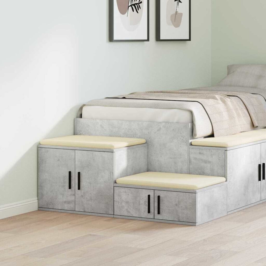 vidaXL Opbergkast 2 pcs Beton Grijs 118 x 41 x 40 cm Bewerkt hout afbeelding 1