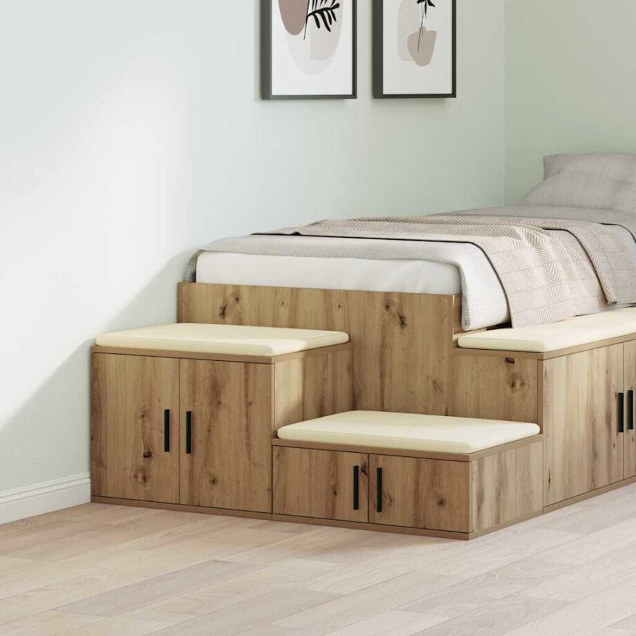 vidaXL Opbergkast 2 pcs Artisan Eiken 118 x 41 x 40 cm Bewerkt hout afbeelding 1