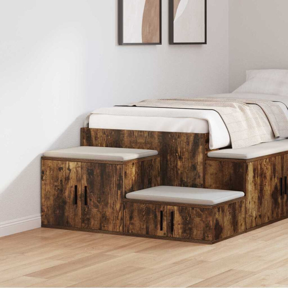 vidaXL Opbergkast 2 pcs Gerookt eiken 103 x 41 x 40 cm Bewerkt hout afbeelding 1