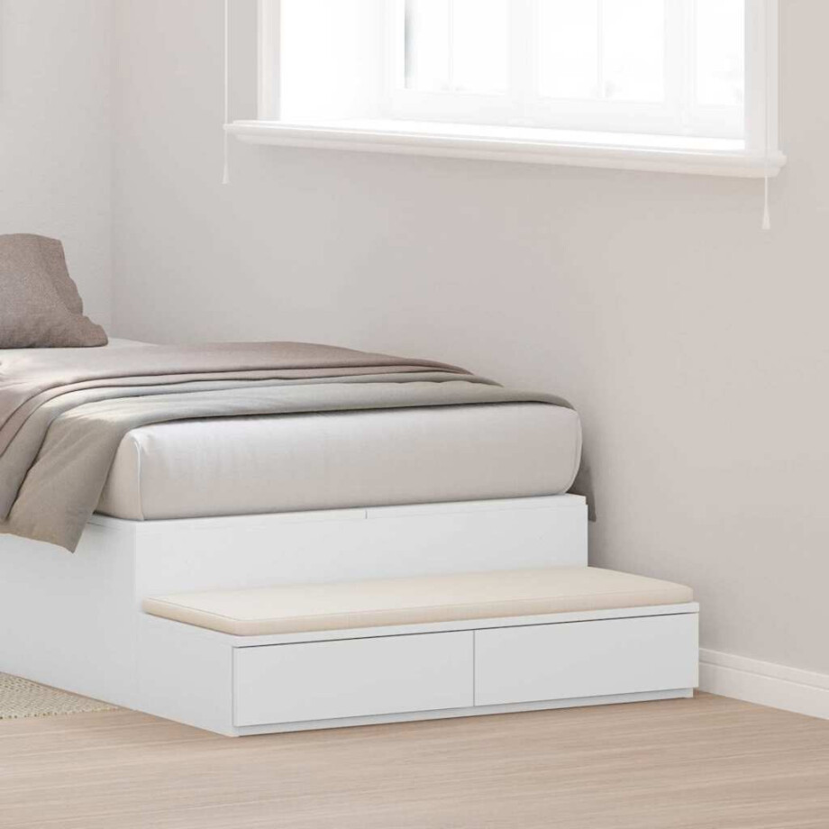 vidaXL Bedlades met lade Wit 100 x 36,5 x 16,5 cm Bewerkt hout afbeelding 1