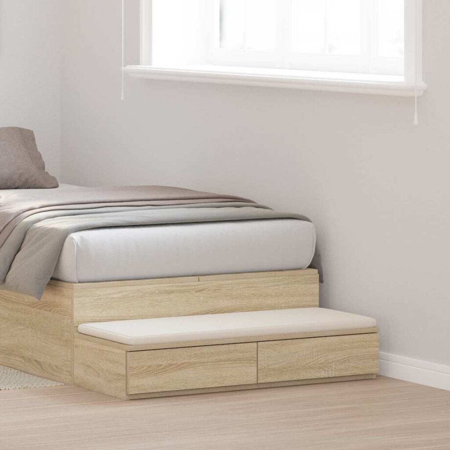 vidaXL Bedlades Sonoma Eiken 100 x 36,5 x 16,5 cm Bewerkt hout afbeelding 1