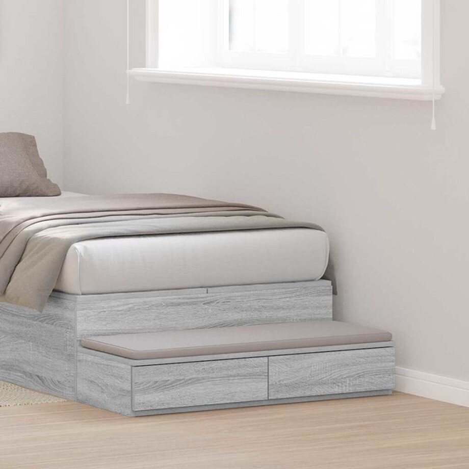 vidaXL Bedlades Grijs Sonoma 100 x 36,5 x 16,5 cm Bewerkt hout afbeelding 1