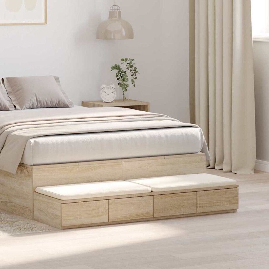 vidaXL Bedlades Sonoma Eiken 120 x 36,5 x 16,5 cm Bewerkt hout afbeelding 1