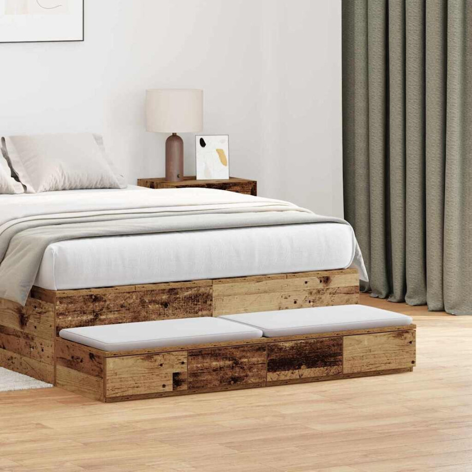 vidaXL Bedlades met lade Oudhout 120 x 36,5 x 16,5 cm Bewerkt hout vidaXL Bedlades met lade Oudhout 120 x 36,5 x 16,5 cm Bewerkt hout afbeelding 1