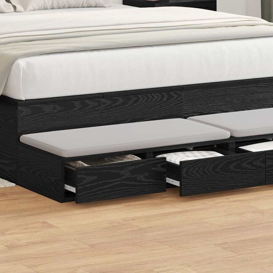 vidaXL Bedlades met lade Zwart Eiken 140 x 36,5 x 16,5 cm Bewerkt hout afbeelding 1