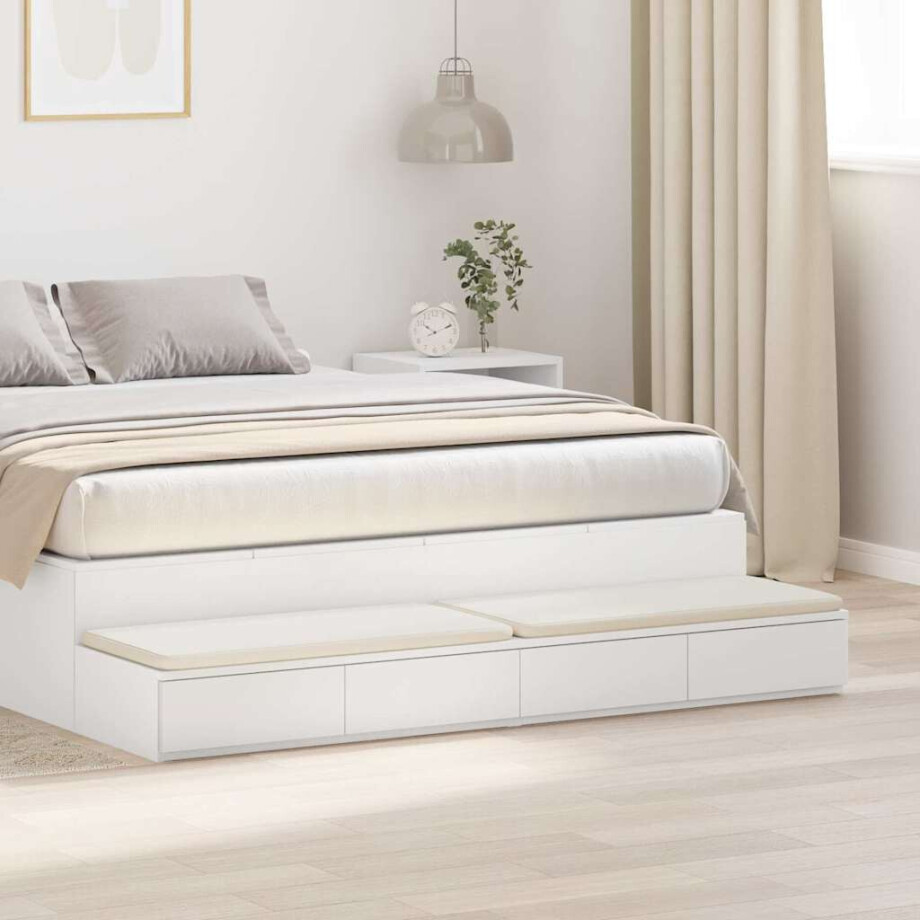 vidaXL Bedlades met lade Wit 135 x 36,5 x 16,5 cm Bewerkt hout afbeelding 1