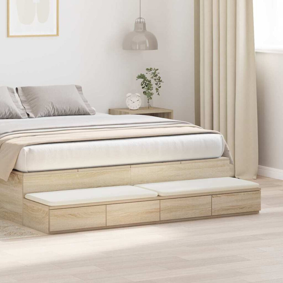 vidaXL Bedlades Sonoma Eiken 135 x 36,5 x 16,5 cm Bewerkt hout afbeelding 1