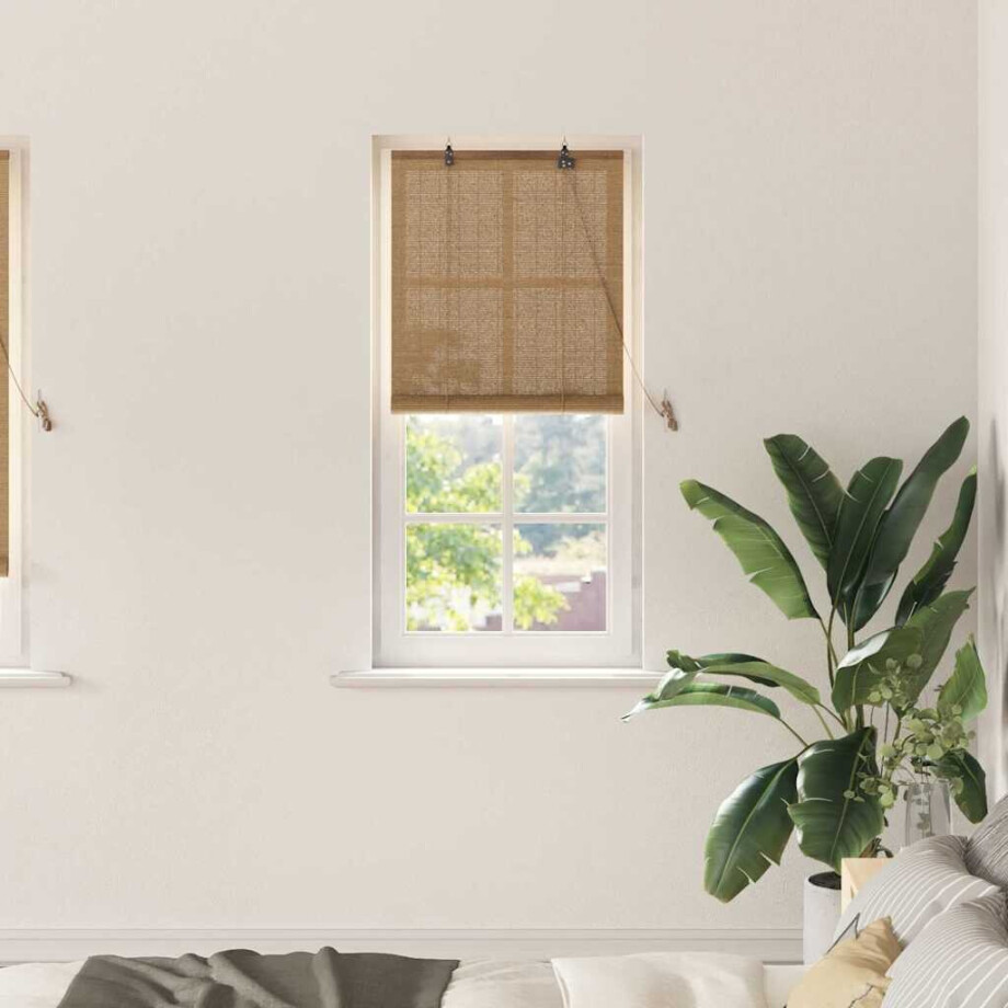 vidaXL Rolgordijn met gordijnen Bruin 60 x 220 cm Bamboe afbeelding 1