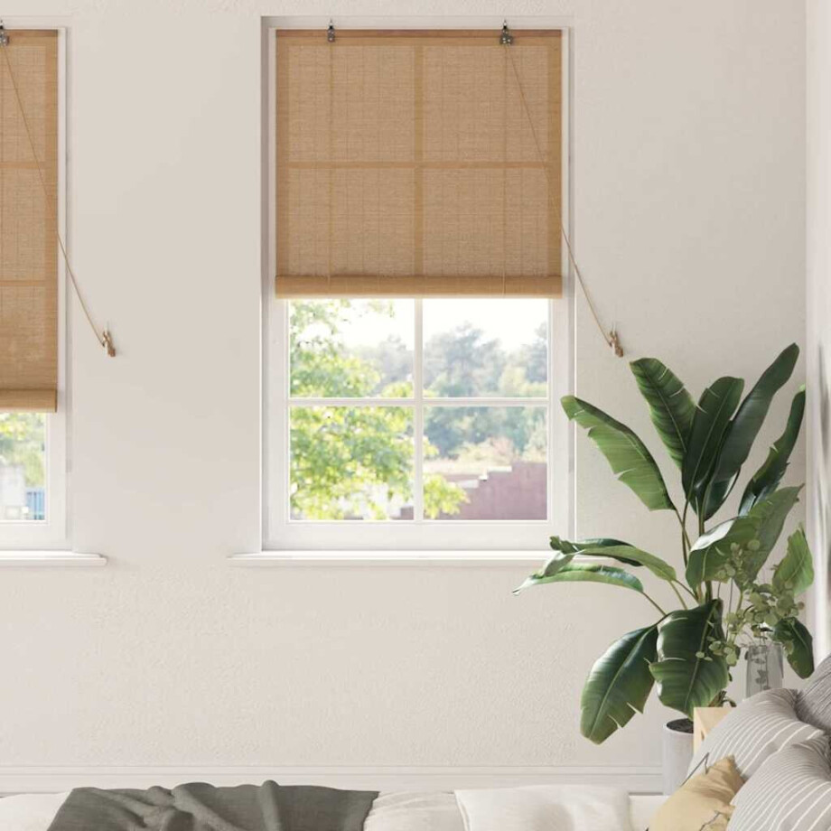 vidaXL Rolgordijn met gordijnen Bruin 80 x 220 cm Bamboe afbeelding 1