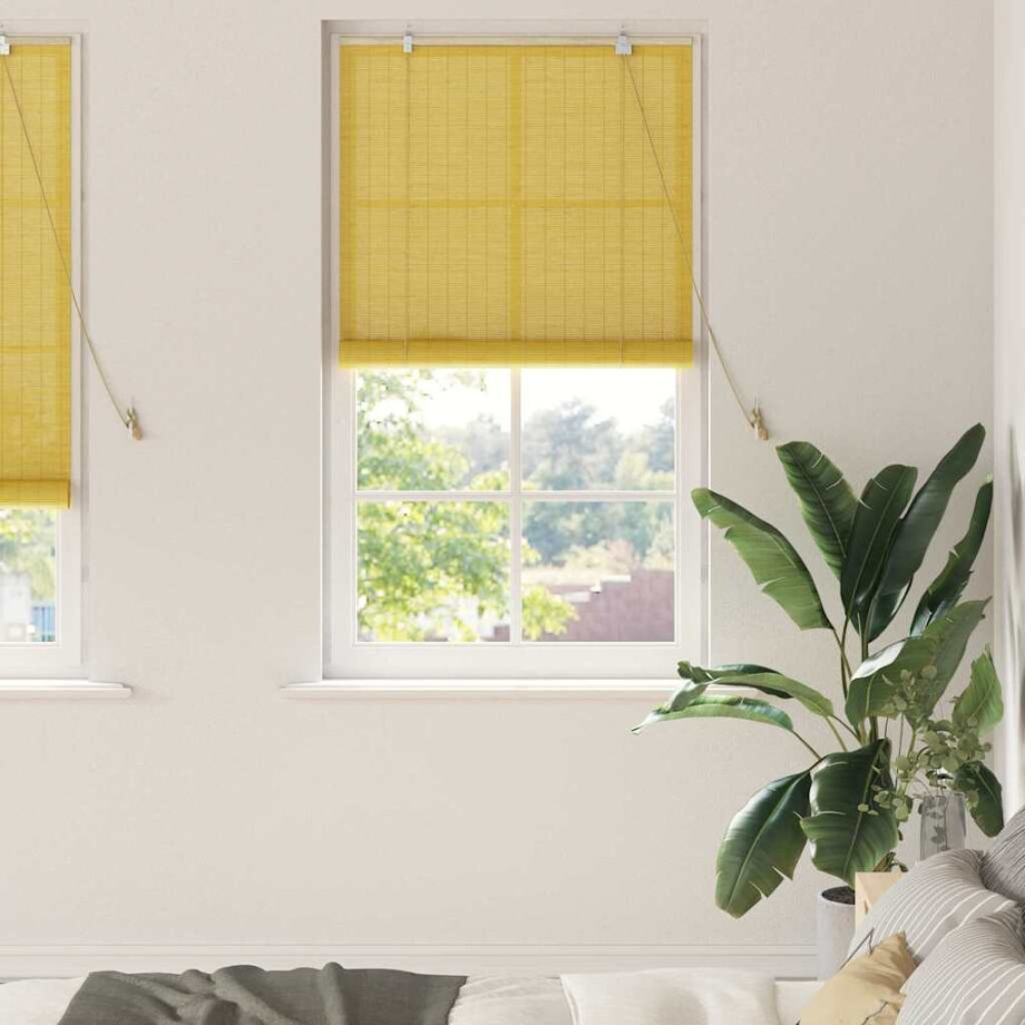 vidaXL Rolgordijn Geel 90 x 220 cm Bamboe vidaXL Rolgordijn Geel 90 x 220 cm Bamboe afbeelding 1