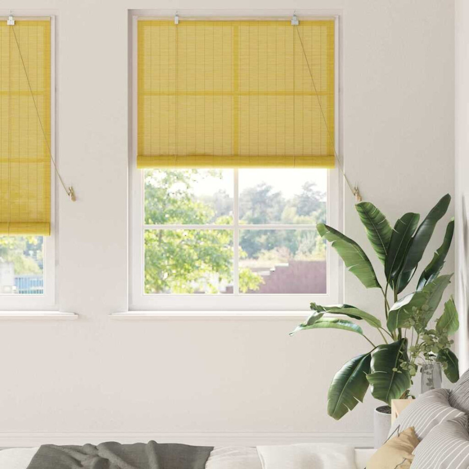 vidaXL Rolgordijn Geel 110 x 220 cm Bamboe vidaXL Rolgordijn Geel 110 x 220 cm Bamboe afbeelding 1