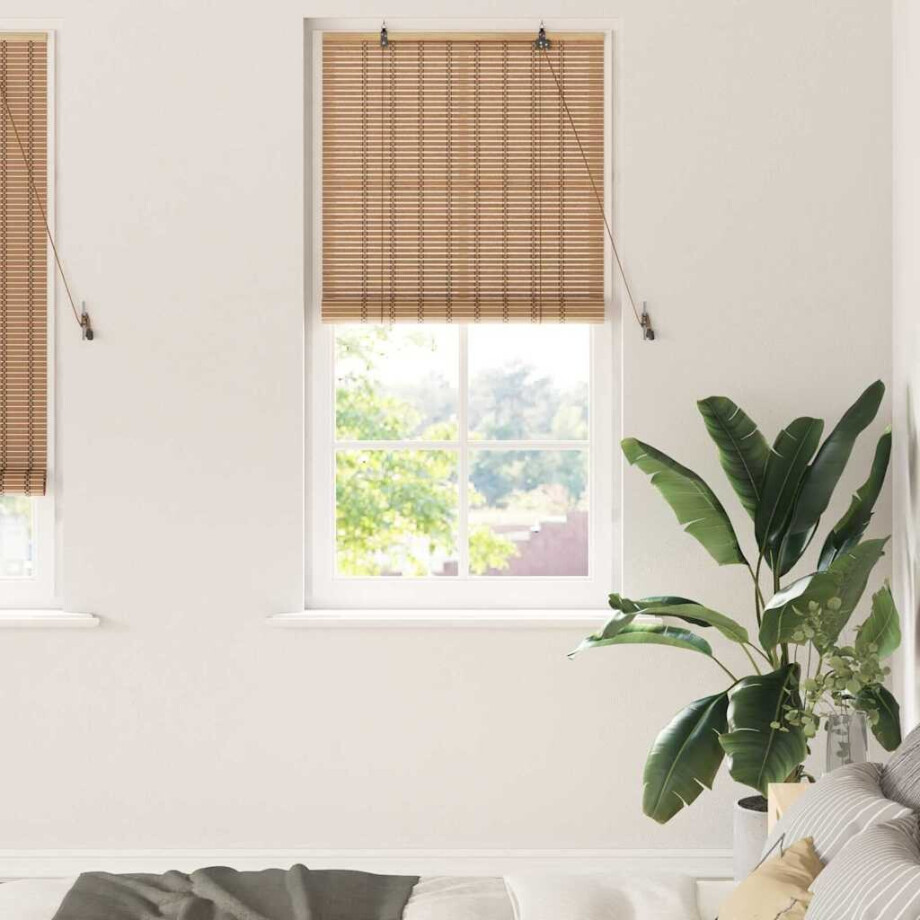 vidaXL Rolgordijn met gordijnen Natuur 90 x 220 cm Bamboe afbeelding 1