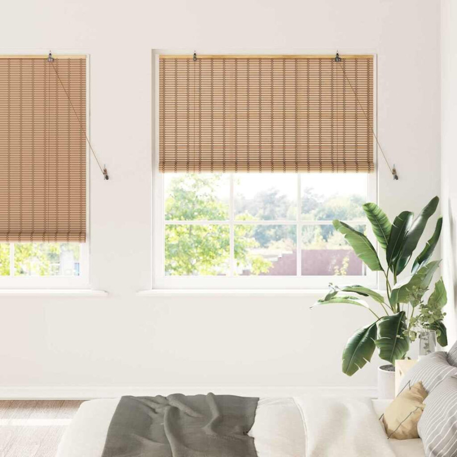 vidaXL Rolgordijn met gordijnen Natuur 140 x 220 cm Bamboe afbeelding 1
